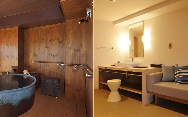 手すりやスロープ付きの貸切風呂